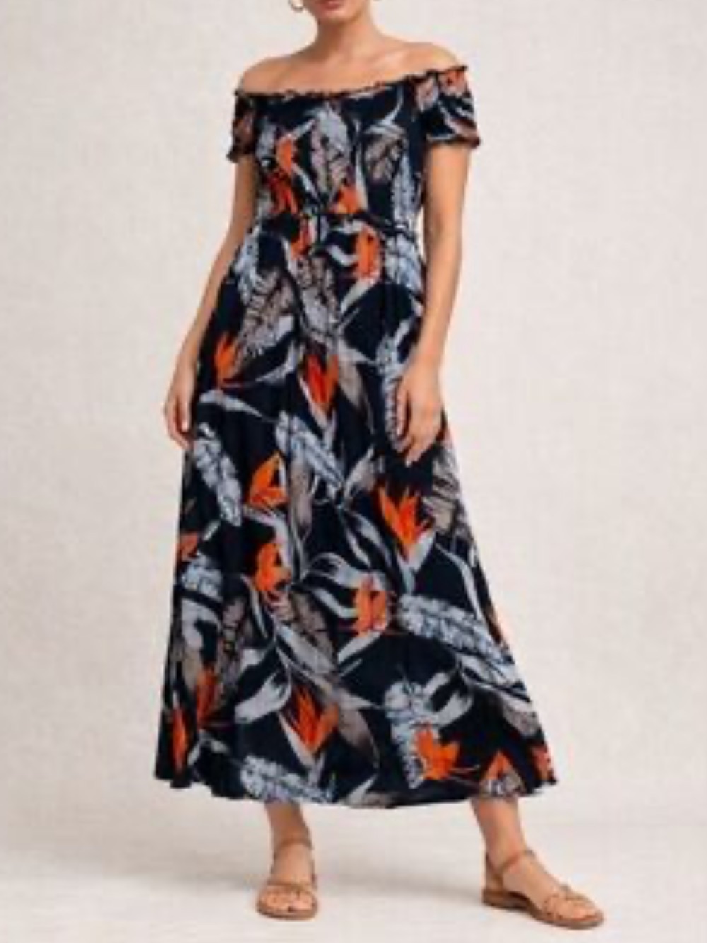 005 Patrons of peace a navy blue paradise print size XS